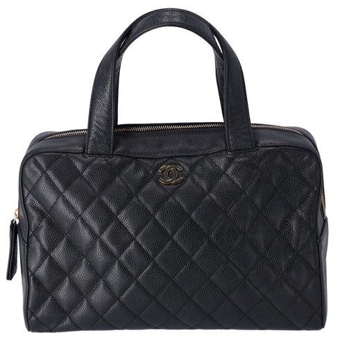 CHANEL Vintage Caviar CC Bowling Bag Black