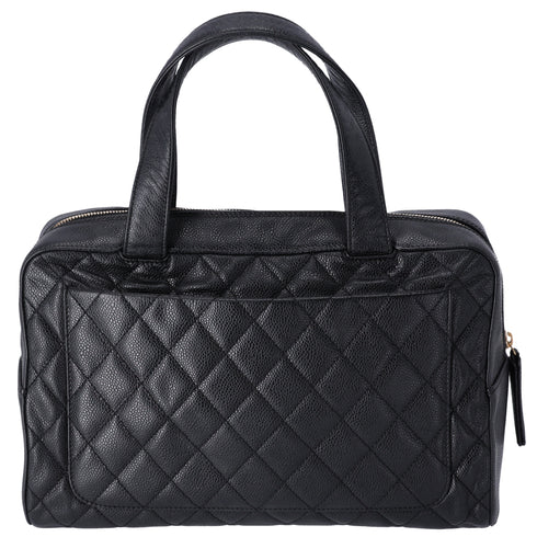 CHANEL Vintage Caviar CC Bowling Bag Black