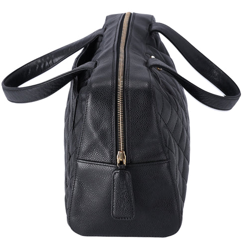 CHANEL Vintage Caviar CC Bowling Bag Black
