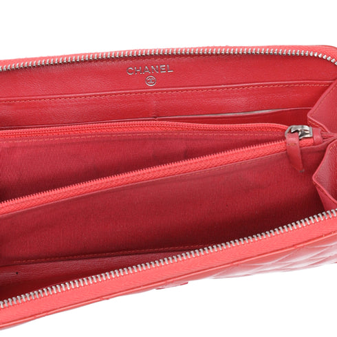 CHANEL Matelasse Long Wallet Pink Patent Leather