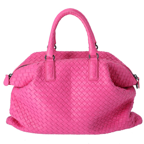 Bottega Veneta Nappa Intrecciato Maxi Convertible Tote Fuchsia pink