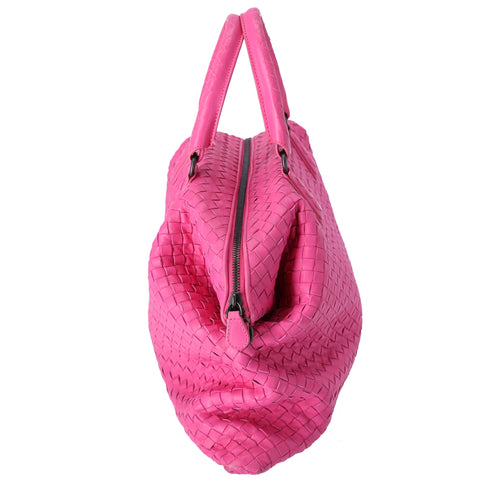 Bottega Veneta Nappa Intrecciato Maxi Convertible Tote Fuchsia pink