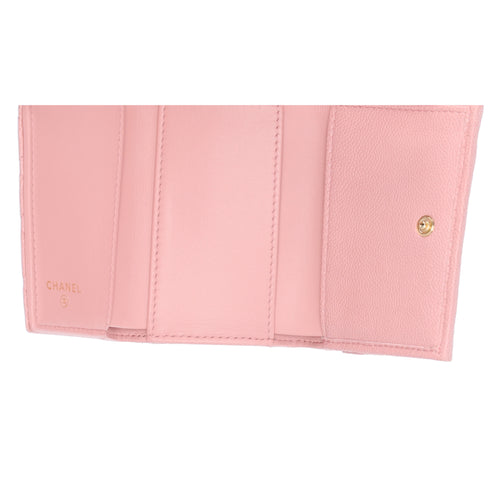 CHANEL Le Boy Matelasse Trifold Wallet A84432 Light Pink Calfskin