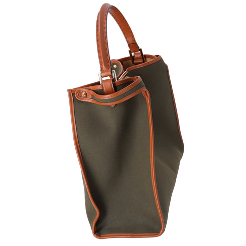 FENDI Peekaboo XL Large Handbag 8BN304 Khaki Brown Canvas