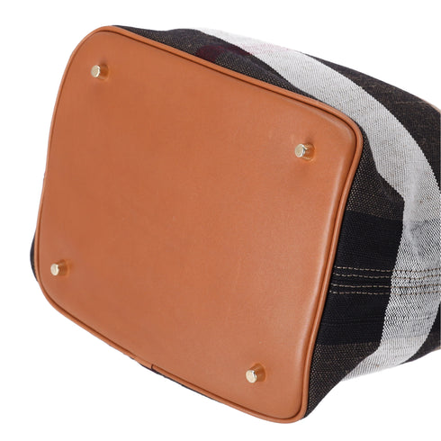 Burberry Ashby Medium Check Canvas Hobo Bag Brown Black