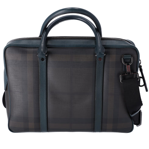Burberry Business Bag Dark Brown Dark Green Black PVC Leather