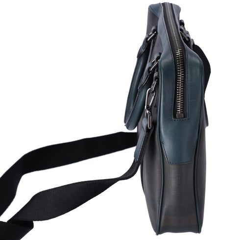 Burberry Business Bag Dark Brown Dark Green Black PVC Leather