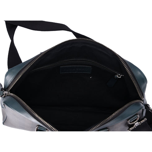 Burberry Business Bag Dark Brown Dark Green Black PVC Leather