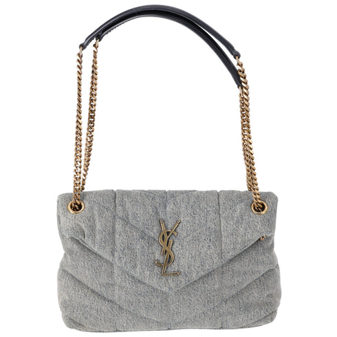 SAINT LAURENT PARIS Lulu Puffer Small Shoulder Bag 577476 Denim