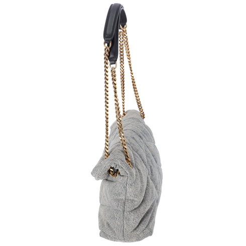 SAINT LAURENT PARIS Lulu Puffer Small Shoulder Bag 577476 Denim