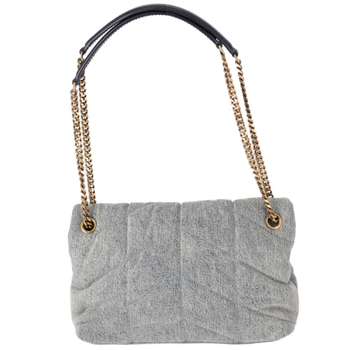SAINT LAURENT PARIS Lulu Puffer Small Shoulder Bag 577476 Denim