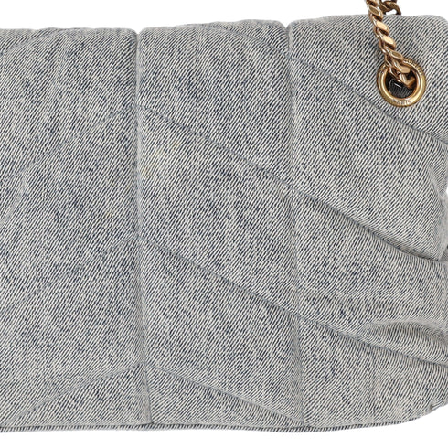 SAINT LAURENT PARIS Lulu Puffer Small Shoulder Bag 577476 Denim