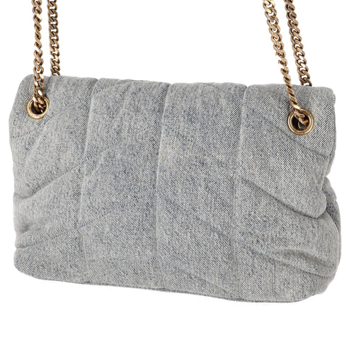 SAINT LAURENT PARIS Lulu Puffer Small Shoulder Bag 577476 Denim