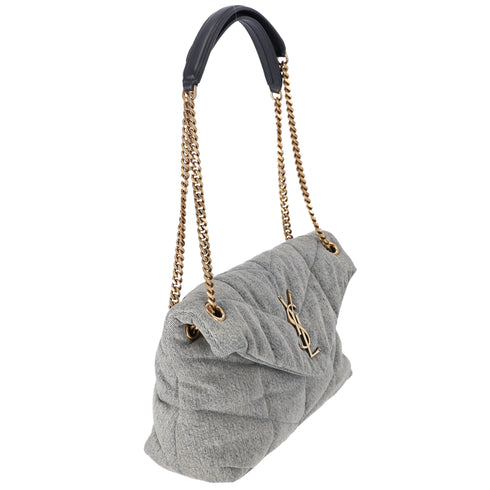 SAINT LAURENT PARIS Lulu Puffer Small Shoulder Bag 577476 Denim