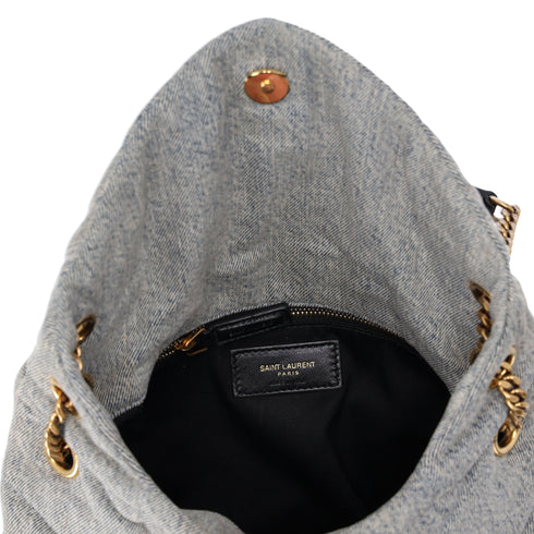 SAINT LAURENT PARIS Lulu Puffer Small Shoulder Bag 577476 Denim