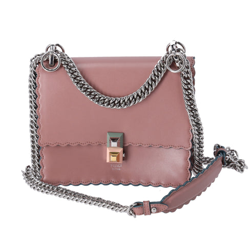 FENDI Mini Kan I Shoulder Bag 8M0381 Pink Beige Calf Leather