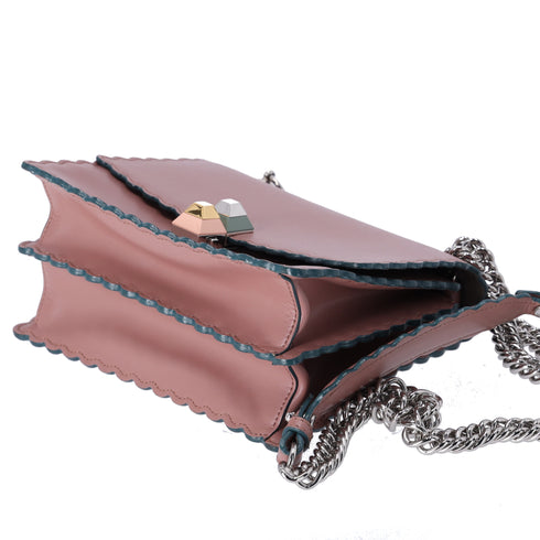 FENDI Mini Kan I Shoulder Bag 8M0381 Pink Beige Calf Leather