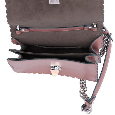 FENDI Mini Kan I Shoulder Bag 8M0381 Pink Beige Calf Leather