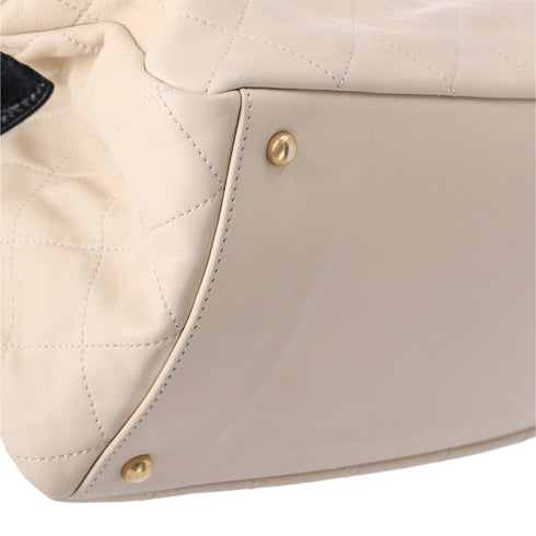 CHANEL In The Mix Tote Bag Beige Black Lambskin Leather