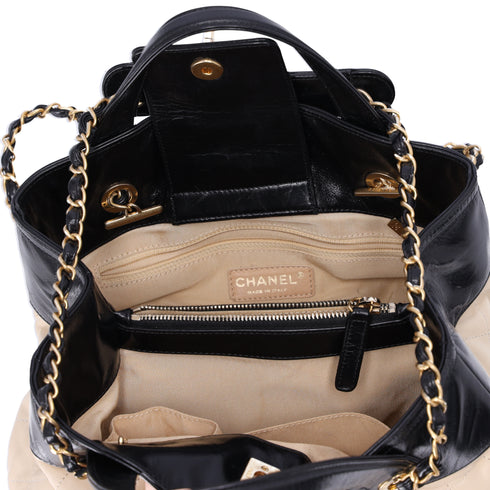 CHANEL In The Mix Tote Bag Beige Black Lambskin Leather