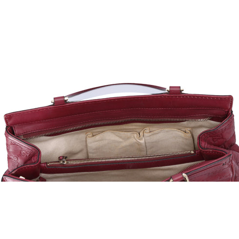 GUCCI Guccissima Mayfair GG Handbag 257063 Bordeaux Leather