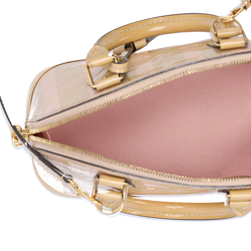 Louis Vuitton Alma BB Monogram Vernis Rayures Handbag Dune Pink Patent Leather