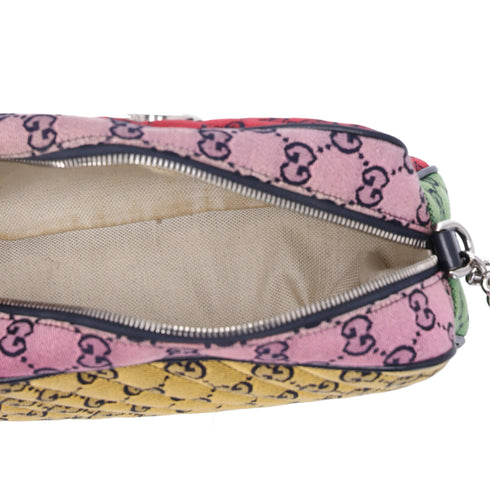 GUCCI GG Marmont Shoulder Bag 447632 Red Pink Green Multi Jacquard Leather