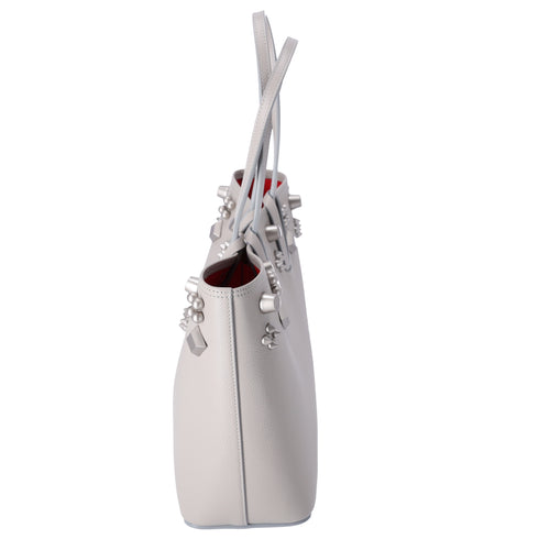 Christian Louboutin Cabata Small Tote Bag Light Gray Leather Rubber