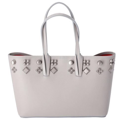 Christian Louboutin Cabata Small Tote Bag Light Gray Leather Rubber