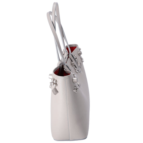 Christian Louboutin Cabata Small Tote Bag Light Gray Leather Rubber