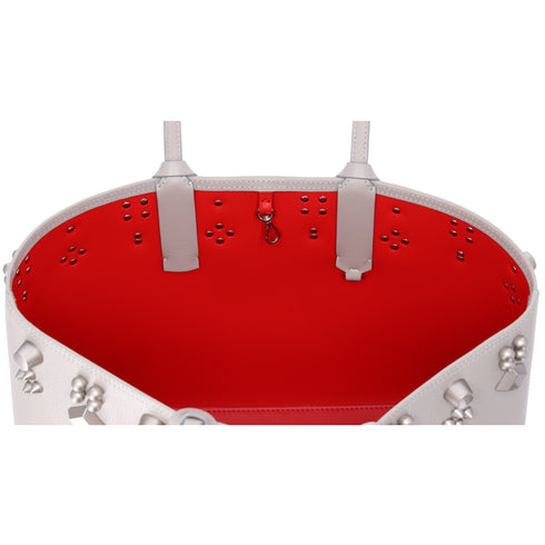 Christian Louboutin Cabata Small Tote Bag Light Gray Leather Rubber