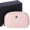 CHANEL Matelasse Pouch A80909 Light Pink Grained Shiny Calfskin