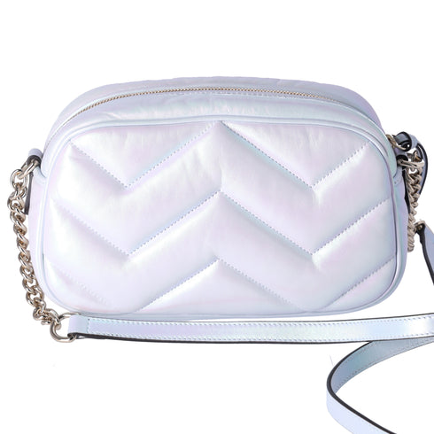 GUCCI GG Marmont Shoulder Bag 447632 Iridescent Pearl Blue Leather