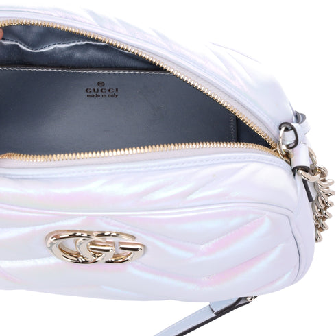 GUCCI GG Marmont Shoulder Bag 447632 Iridescent Pearl Blue Leather
