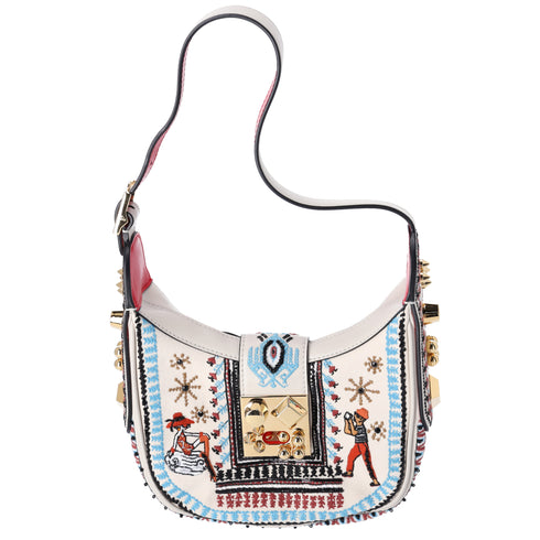Christian Louboutin Carasky Mini Shoulder Bag 3225075 Cream Red Multi Leather