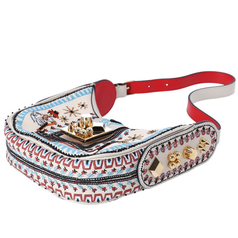 Christian Louboutin Carasky Mini Shoulder Bag 3225075 Cream Red Multi Leather