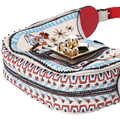 Christian Louboutin Carasky Mini Shoulder Bag 3225075 Cream Red Multi Leather