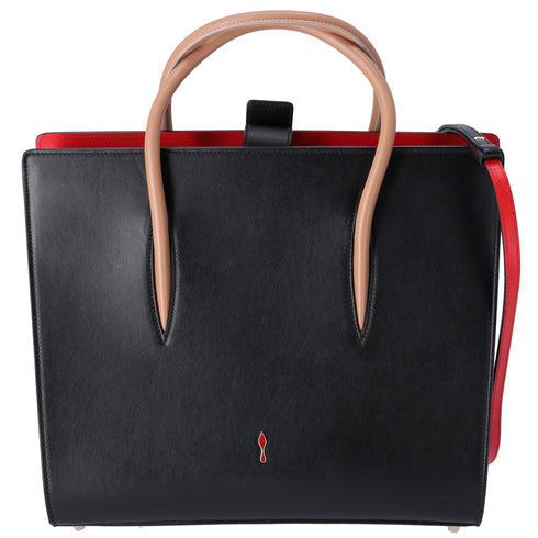 Christian Louboutin Paloma Large Tote Bag Black Light Brown Leopard Leather