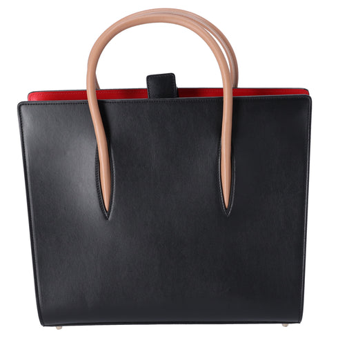 Christian Louboutin Paloma Large Tote Bag Black Light Brown Leopard Leather
