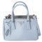 PRADA Galleria Mini Satchel Shoulder Bag Light Blue Leather