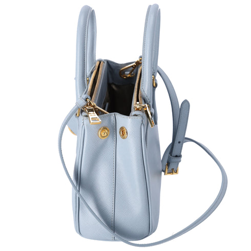 PRADA Galleria Mini Satchel Shoulder Bag Light Blue Leather