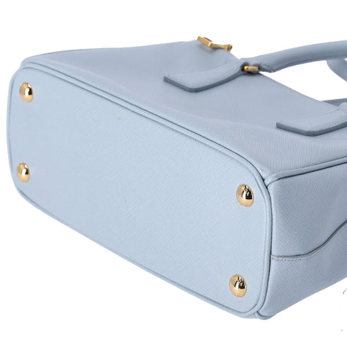 PRADA Galleria Mini Satchel Shoulder Bag Light Blue Leather