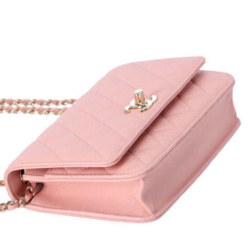 CHANEL Matelasse Trendy CC WOC Wallet on Chain Pink Lambskin