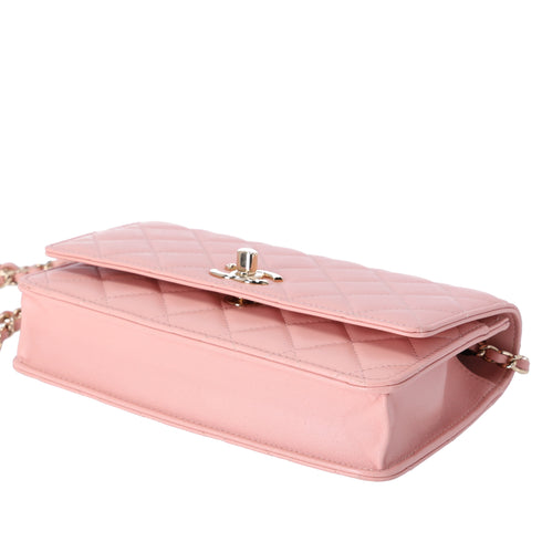 CHANEL Matelasse Trendy CC WOC Wallet on Chain Pink Lambskin