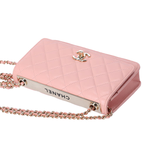 CHANEL Matelasse Trendy CC WOC Wallet on Chain Pink Lambskin
