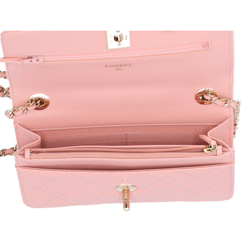 CHANEL Matelasse Trendy CC WOC Wallet on Chain Pink Lambskin