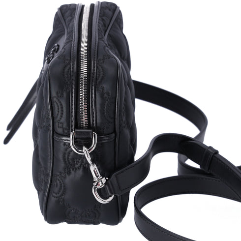 GUCCI GG Matelasse Shoulder Bag 702234 Black Nylon Leather