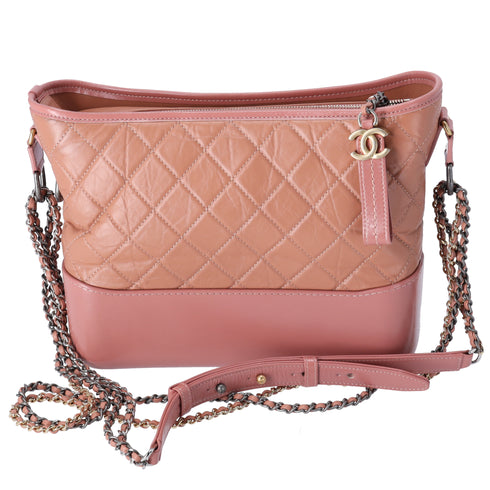 CHANEL Gabrielle Medium Hobo Bag A93824 Salmon Pink Aged Calfskin