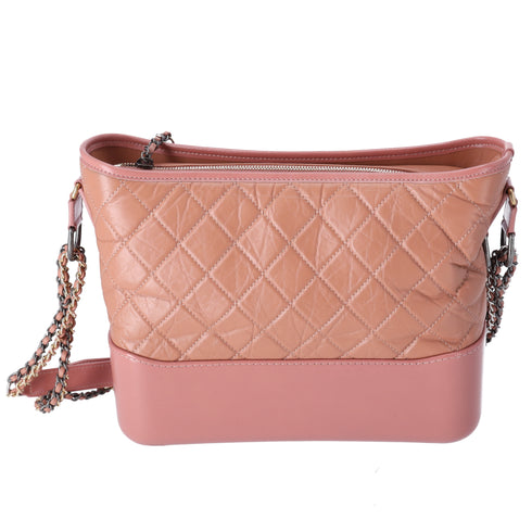 CHANEL Gabrielle Medium Hobo Bag A93824 Salmon Pink Aged Calfskin