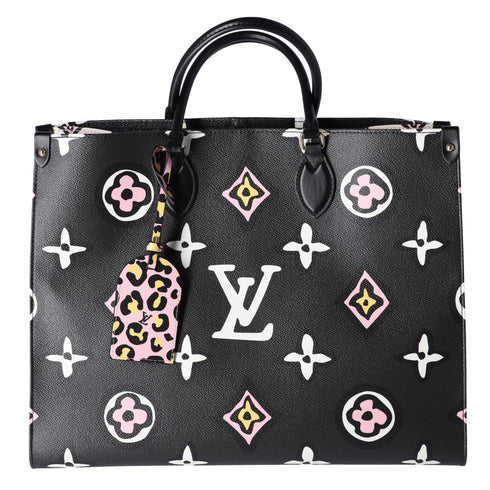 Louis Vuitton Onthego GM Wild at Heart Tote Bag Black Pink Monogram Canvas